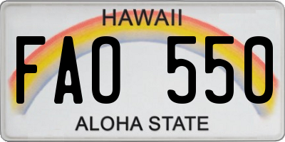 HI license plate FAO550