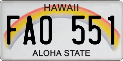 HI license plate FAO551