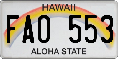 HI license plate FAO553