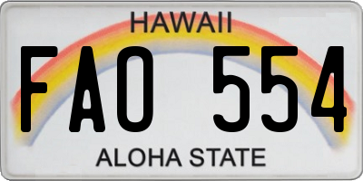HI license plate FAO554