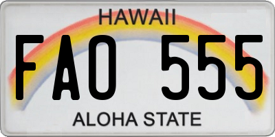 HI license plate FAO555