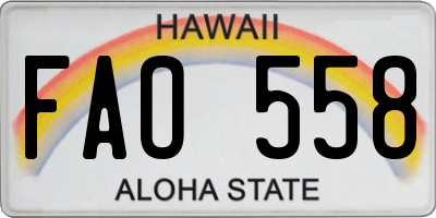 HI license plate FAO558