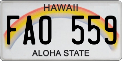 HI license plate FAO559