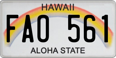 HI license plate FAO561