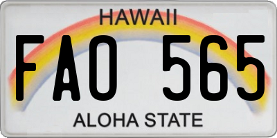 HI license plate FAO565