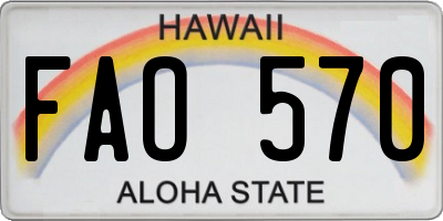 HI license plate FAO570