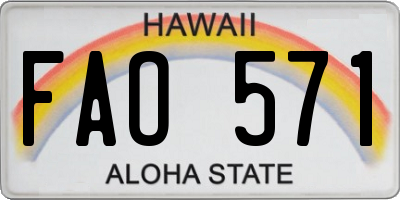 HI license plate FAO571