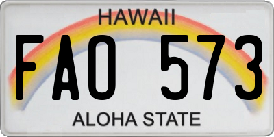 HI license plate FAO573