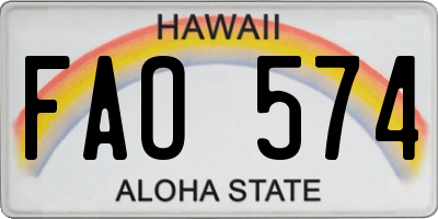HI license plate FAO574
