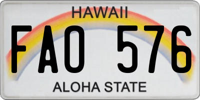 HI license plate FAO576