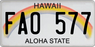 HI license plate FAO577