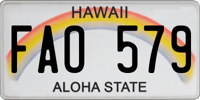 HI license plate FAO579