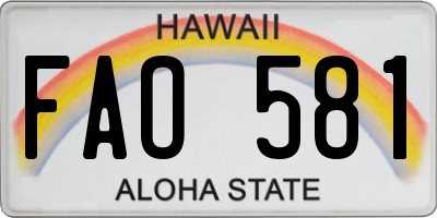 HI license plate FAO581