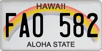 HI license plate FAO582