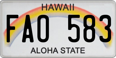 HI license plate FAO583