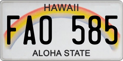 HI license plate FAO585