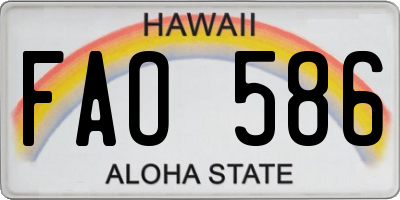 HI license plate FAO586