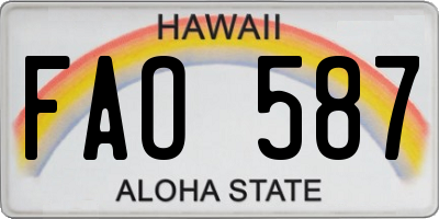 HI license plate FAO587