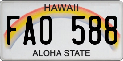 HI license plate FAO588