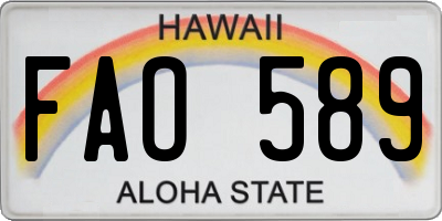 HI license plate FAO589