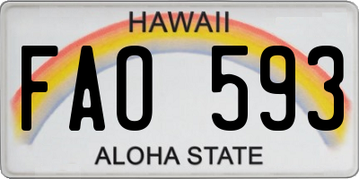 HI license plate FAO593
