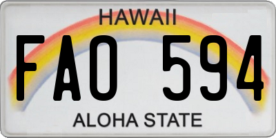 HI license plate FAO594