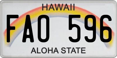 HI license plate FAO596