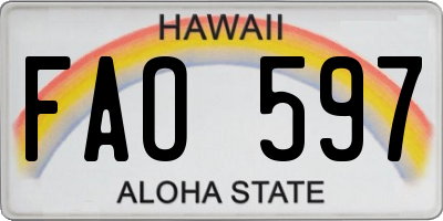 HI license plate FAO597