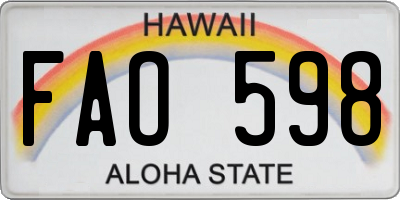 HI license plate FAO598