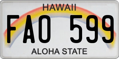 HI license plate FAO599