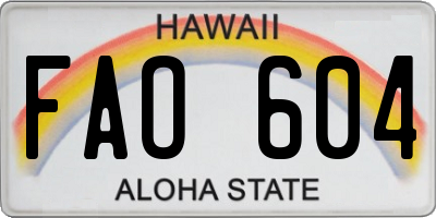 HI license plate FAO604