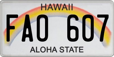 HI license plate FAO607