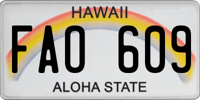 HI license plate FAO609
