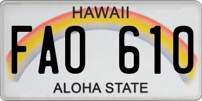 HI license plate FAO610