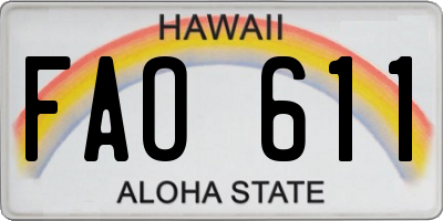 HI license plate FAO611