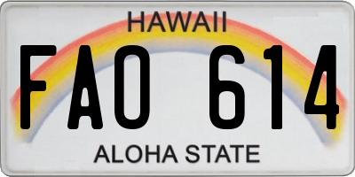 HI license plate FAO614