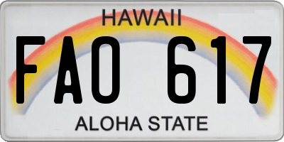 HI license plate FAO617