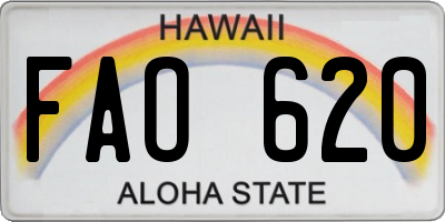 HI license plate FAO620