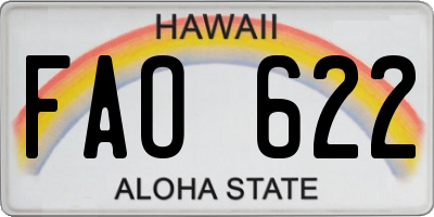 HI license plate FAO622