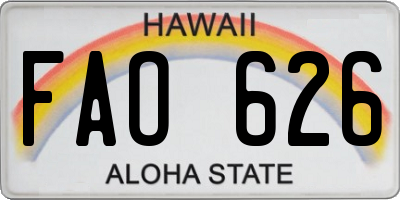 HI license plate FAO626