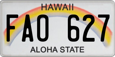 HI license plate FAO627