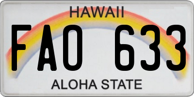 HI license plate FAO633