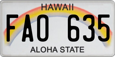 HI license plate FAO635