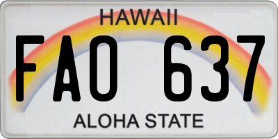 HI license plate FAO637