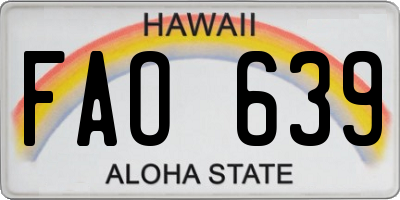 HI license plate FAO639