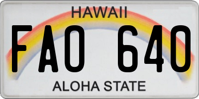HI license plate FAO640