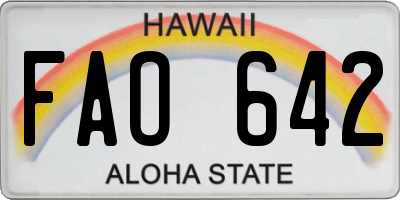 HI license plate FAO642