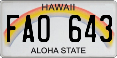HI license plate FAO643