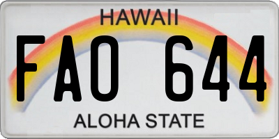 HI license plate FAO644