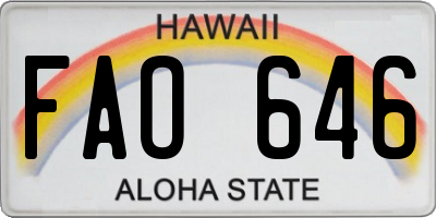 HI license plate FAO646